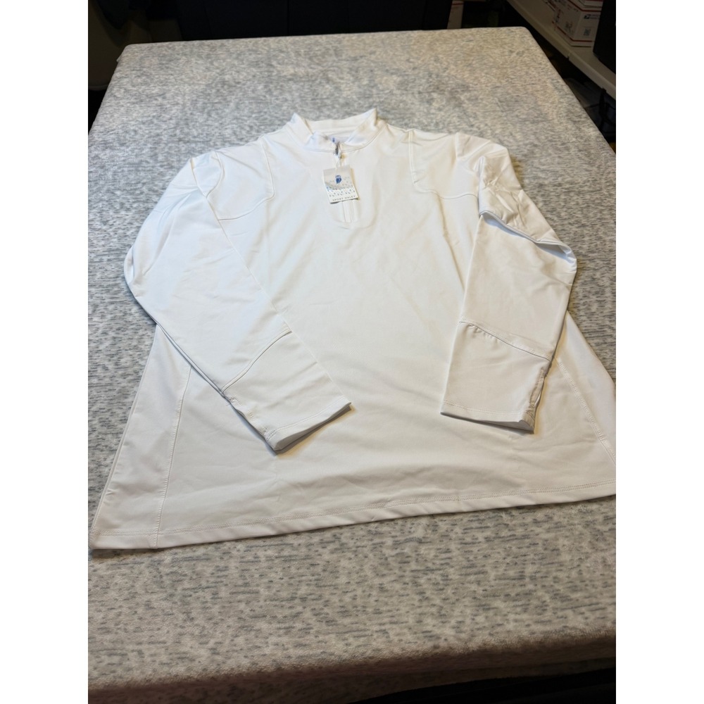 Sport Haley Womens White Long Sleeve 1/4 Zip Golf Pullover Top XL NWT